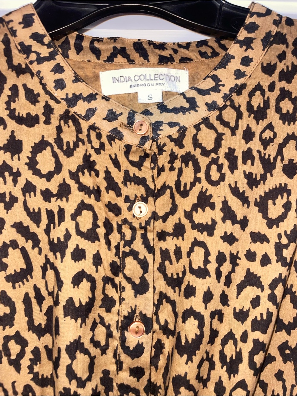 Emerson Fry India Collection Lucy Dress Vintage Leopard Organic Cotton Sz Small - Picture 9 of 13